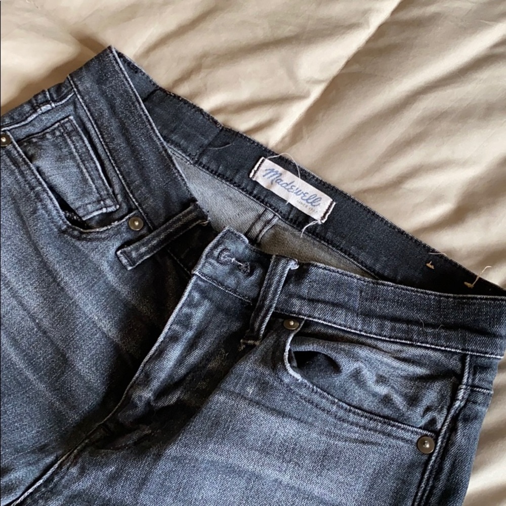 Madewell blackwash destressed skinny jeans